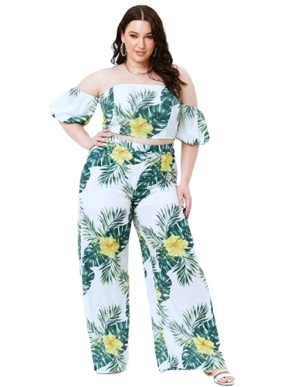 APEACH Tropical-Print Two-Piece Matching Set. Plus Size 3X